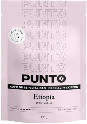 PUNTO - Café Etiopía Molido - 250 g - Café de Especialidad - Tueste Medio - 100% Arábica - Notas a Miel, Canela y Chocolate - Acidez Brillante - Cuerpo Medio