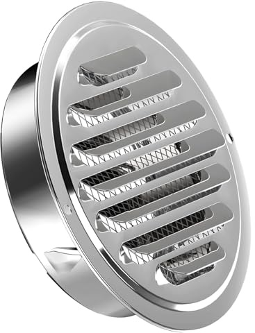 Stainless Steel Air Vents,Louvered Grille Cover Vent Hood Flat Ducting Ventilation Air Vent Wall Air Outlet with Fly Screen Mesh for Home Outdoor Bathroom Wall Ceiling(180mm(7.09in)/178mm(7.1in))