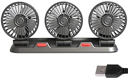 Xuancai Ventilador de coche ajustable de 3 cabezales USB 5 V 12 V 24 V 360 grados giratorio 3 cabezales 2 velocidades circuladores de aire de bajo ruido USB ventiladores portátiles flexibles