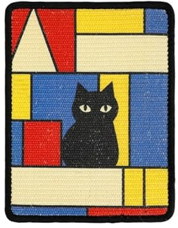 Rascador vertical para gatos de yute con diseño de pintura al óleo, montaje en pared, sin desprendimiento, para gatos de interior (geométrico)