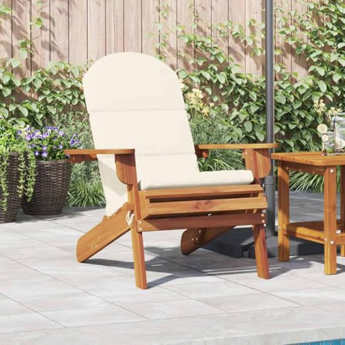 Owoxanthellate Adirondack Gartenstuhl Akazie 75 x 84 x 90 cm Klapp-Korbsessel mit cremefarbenen Kissen Massivholz für Garten Balkon Terrasse