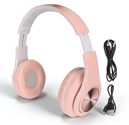 Sxhlseller Cuffie, unità Altoparlante da 40 Mm Cuffie Wireless con Bassi Profondi e Cancellazione del Rumore CVC6.0, Design Leggero Pieghevole, per PC Portatile Cellulare (PINK)