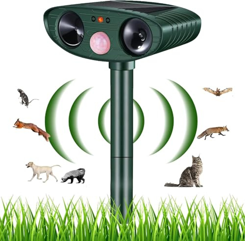 Répulsif Chat Ultrason, Répulsif Chat Exterieur, Répulsif pour Chats Solaire, répulsif à ultrasons avec Détecteur de Mouvement pour Anti Chats Chiens Souris Ratons Renards Oiseaux Rats