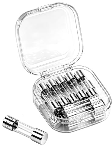 Heschen 15 Pcs Fast Blow Glass Tube Fuses 0.5A 250V 5x20mm Circuit Protect | non-polarized framework ensuring rapid drop-in cartridge placement for Multimeters and Audio Amplifiers,Storage Box