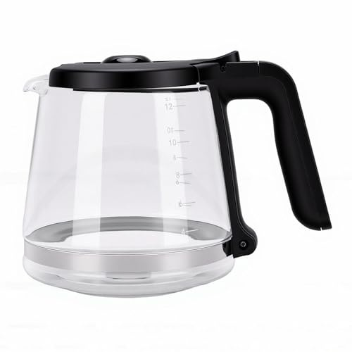Oreilet 1.8L 12 Cup Replacement Glass Coffee Carafe, Coffee Pot with Open Handle, Heat Proof Shatter Proof Glass Carafe Replacement for Maker Machine Brewer