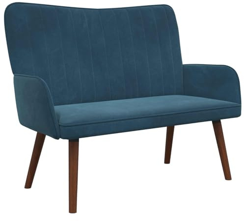 ULUYYUC Zweisitzer Sofa Blau 115x61x87 cm Samtsofa mit Metallgestell, Modernes Relaxsofa Loveseat für Wohnzimmer und Schlafzimmer, Kompakte Polsterbank für 2 Personen