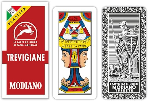 Modiano Trevigiane 100% Plastica – Carte da gioco regionali trevigiane resistenti in plastica – Scopa Briscola Tresette Solitari – 100% Made in Italy