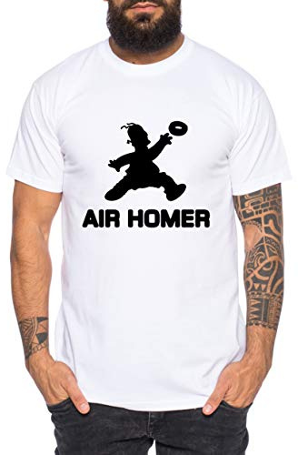Air Homer Camiseta de Hombre Cool Fun-Shirt, Größe2:Large, Farbe2:Blanco