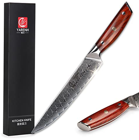 YARENH Coltello per Sfilettare 20 cm - Coltello Cucina in Acciaio Giapponese Damasco & Dalbergia della Manico,Coltelli da Cucina Professionali KTF-serie