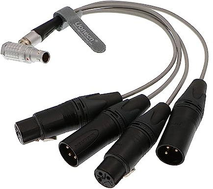 Uonecn 10 Pin Stecker auf 4 XLR 3 Pin Breakout Audio Input Output Kabel für Atomos Shogun Monitor Recorder Audio Splitter 30cm