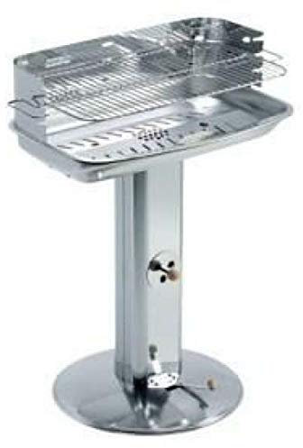 PEBSHOP Barbecue en acier inoxydable avec colonne 60 x 36 cm - H. 89 cm