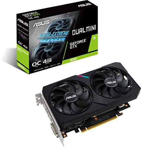 ASUS Carte Graphique NVIDIA GeForce GTX 1650 Mini OC Edition Gaming CSM (PCIe 3.0, mémoire GDDR6 4 Go, HDMI, DisplayPort, DVI-D, pour Intel NUC 9 Extreme Kit, Intel NUC 9 Pro Kit, et Petit châssis)