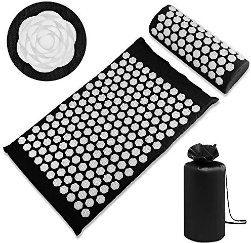 SZSMD Akupressurmatte und Akupressurkissen-Set, Akupressurkissen und Tasche,Akupressurkissen zur Erleichterung der Kopf-Nackenschmerzen,Spike Massagematte zur Durchblutung,Kommt mit Tragetasche