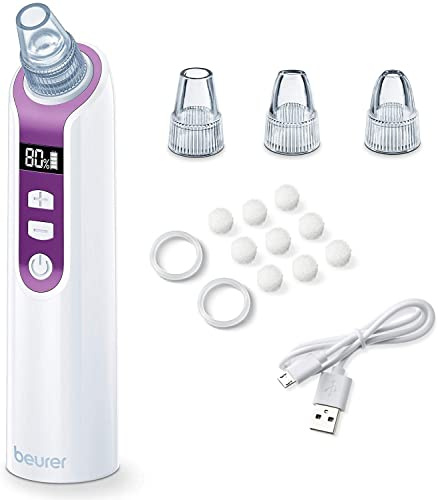 Beurer Blackhead Remover Pore Vacuum with 3 Suction Head Attachments & 5 Suction Levels, for All Skin Types - Blackhead Vacuum for Deep Cleansing, FC41