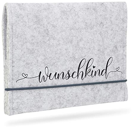 Mutterpasshülle aus Filz, passend für den deutschen Mutterpass – perfektes Design, handgefertigt in Deutschland - für die Schwangerschaft, mit praktischen Fächern (Wunschkind)