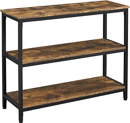 Yaheetech Konsolentisch Beistelltisch mit 3 Ablagen Sideboard aus Holz und Metall Schmaler Flurtisch Industrie-Design Sofatisch für Wohnzimmer/Eingang/Flur, 101 x 35 x 80 cm