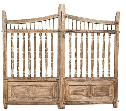 Biscottini Cancello Legno per Esterno 227x15x204 cm | Cancello Giardino Esterno Finemente restaurato | Cancello in Legno massello
