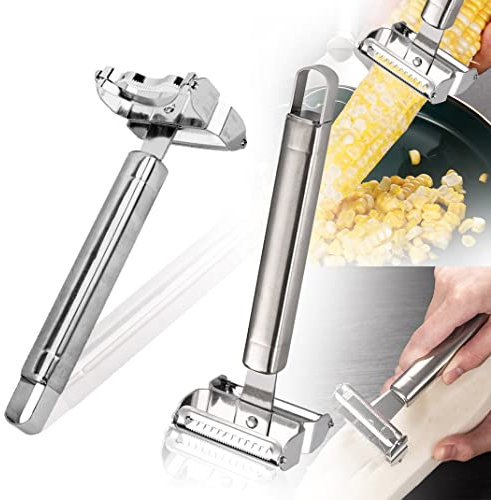DIYBravo 2 Piezas Pelador de Maíz Mágico Pelador de Frutas de Verduras Trilladora de Maíz Herramienta Acero Inoxidable Corn Stripper Accesorio de Cocina multifunción (Peladores)
