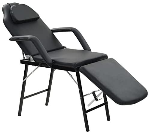 IMIEE Kosmetikliege Tragbar Kunstleder Schwarz Massageliege Kosmetikstuhl (Schwarz)