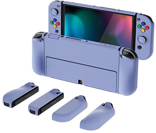 PlayVital Hårt Skal för Nintendo Switch OLED,Skyddsfodral Fodral för Switch OLED,AlterGrips Ergonomiskt Protective Slim Case med Tumgrepps Kåpor&Knapp Kåpor-Ljus Violett