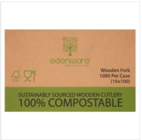 Sustainably Sourced Wooden Cutlery – 100% Compostable Eco-Friendly Disposable Cutlery | Packaging as Nature Intended | 100 per Case (1 x 100) | Strong Birch Wood for Catering, Takeaway & Events