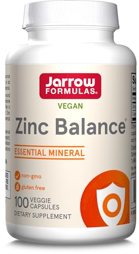 Jarrow Formulas, Zinc Balance, Zinc 15mg y Cobre 1mg, 100 Cápsulas veganas, Probadas en Laboratorio, Sin Gluten, Vegetariano, Sin Soja, Sin OGM