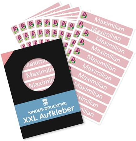 80 Stück personalisierte Namensaufkleber 100x15 mm (10 Bögen) - Spülmaschine geeignet/Wasserfest/Kratzfest für Innen und Außen (Rot, 80 Stück)