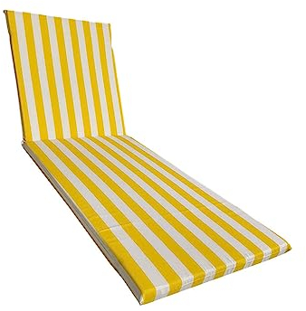 Il Tuo Artigiano Design Coj’n Acolchado para Tumbona, 190 x 60 cm, Totalmente desenfundable de Algod—n (Blanco y Amarillo)