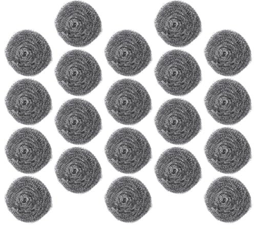 EXCEART Cepillo De Lana De Acero Inoxidable 20 Piezas Bola De Fregado De Platos Duradera Estropajo De Fregado De Metal para Limpieza De Cocina Lavado De Platos Rejilla Olla Fregadero