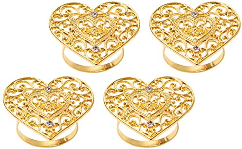 Zerodeko 4pezzi Fermatovaglioli Eleganti Cuore Con Strass Per Decorazioni Di Nozze Feste e Occasioni Speciali