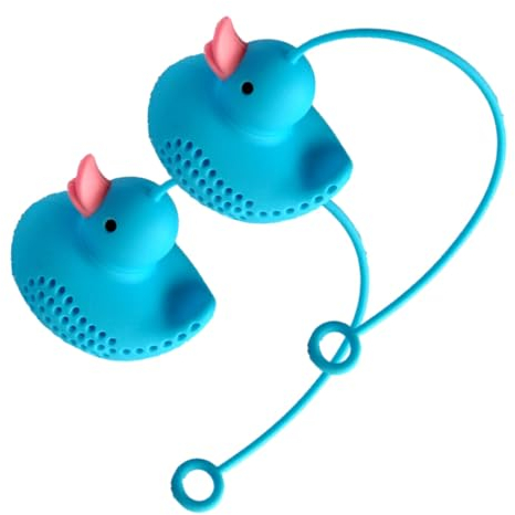 AUklOPVZZ 2x Silikon Teesieb für ein fantastisches Teeerlebnis. Kreativer, schädelförmiger Kieselgel Teefilter für losen Tee, leicht zu reinigen, Blau