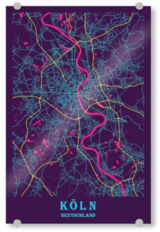 artboxONE Acrylglasbild 45x30 cm Städte/Köln Stadtplan von Köln Bild hinter Acrylglas - Bild köln köln köln City