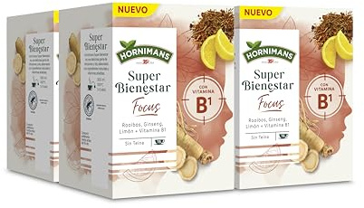 Hornimans Infusión Super Bienestar Focus | 60 bolsitas | Sin Teína | 100% Natural