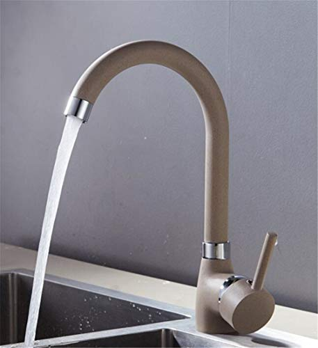 SHUANGPEI Küchenarmaturen, Schwarz, Einhebel-Küchenmischer, Kalt- und Warmwasserhahn, Einloch-Wasserhahn, Torneira Cozin, Kran-Deckmontage, 360-Drehgelenk, Beige Star of Light