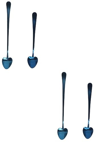 TOPBATHY 4pcs Stainless Steel Heart Shape Ice Cream Scoops Reusable Dessert Spoons Kitchen Utensils for Soup Coffee and Dessert