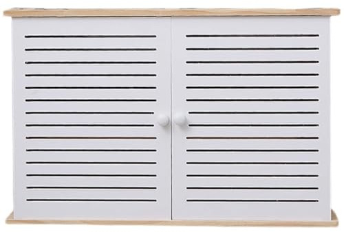 Yoeoefuo Regal Wand Shelf Router Schrank Routers Box Modisch WiFi Router Aufbewahrungsbox 2 Lagiges Aufbewahrungsregal Verstecken Kabelbox Steckdosen Regale Wanddekoration Raumdekoration