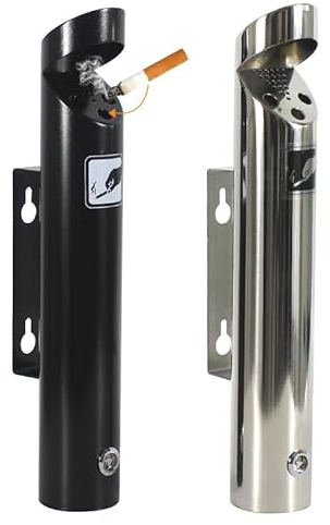 MJBDCVN Wandaschenbecher für den Außenbereich, abschließbarer Wandaschenbecher aus Metall, Wandaschenbecher für den Außenbereich, Wandaschenbecher aus Edelstahl, wasserdicht(Color:schwarz)
