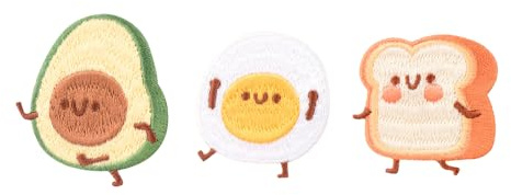 Buer Homie selbstklebende gestickte Patches, 3 Muster (Lebensmittel)