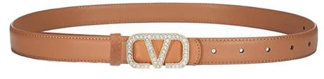 AOWVUTS Ledergürtel Damen Mode Strass Gürtel mit Glitzer V Schnalle Verstellbarer PU Leder Taillengürtel Dekorativen Leder Gürtel für Jeans Hosen Kleid (Braun)