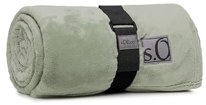 s.Oliver Kuschelsoft XXL Decke 220x240 cm - flauschig, warm & waschbar, Kuscheldecke Salbei Uni