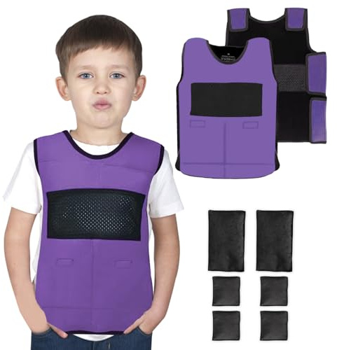 Vest for Kids Including 6 Removable Weights (Purple, Small)