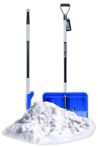 Pala da neve con manico ergonomico - Spazzaneve per piccole e grandi quantità di neve - foglio di plastica, bordo in alluminio, manico in alluminio