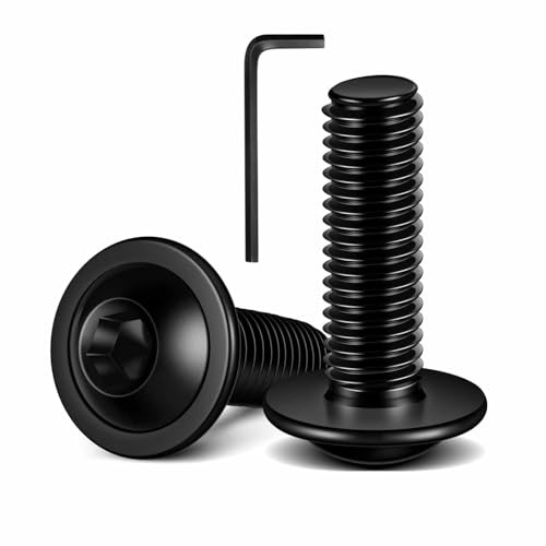 4 Stück Linsenkopfschrauben Aus Kohlenstoffstahl, M6x40mm Schrauben, Flachkopfschrauben, Innensechskant Edelstahl A2 V2A Vollgewinde Schwarzes Oxid mit Hex Key