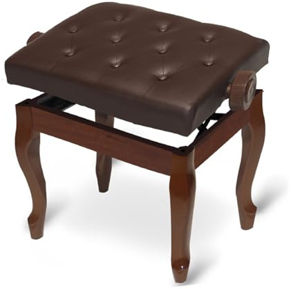 Verstellbare Klavierbank aus Leder mit hydraulischem Sitz, 120 kg Kapazität, ideal für Erwachsene und Kinder bei Schulkonzerten (Farbe: Braun)
