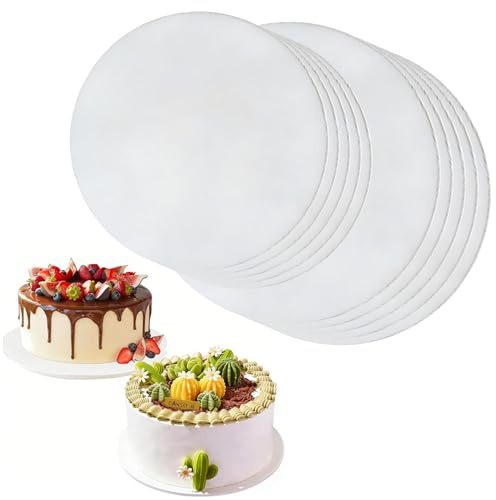 Bamyli 10 stycken tårtfat kartong, tårtunderlägg rund, vit kakbräda 20/25 cm, kakbräda vattentät yta för hemmafest bröllop födelsedagstårtor