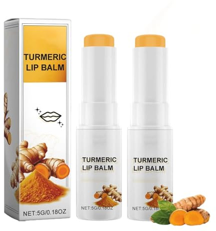 Lippenaufhellender Balsam für dunkle Lippen, Kurkuma-Lippenbalsam für Raucher, Lippenpeeling für dunkle Lippen zum Aufhellen, feuchtigkeitsspendender Lippenaufheller für Raucher (2PCS)