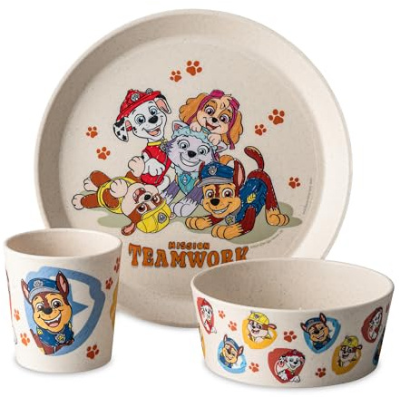 Koziol CONNECT GROW PAW PATROL Kindergeschirrset 3teilig | kleiner Teller + Schale + Becher | für Kinder ab 6 Monate | biozirkulärer Kunststoff, bruchfest, spülmaschinengeeignet (organic moon)