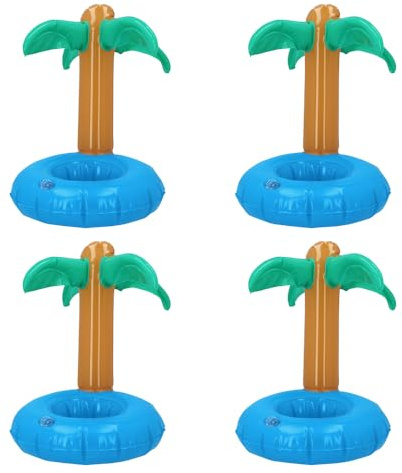 Boland - Aufblasbarer Becherhalter Palme, 4 Stück | Dekoration und Getränkehalter für Pool Party und Strand, Wasserspielzeug