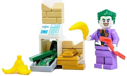 LEGO DC Superheroes Joker Minifigure with Pink Suit and Crowbar and ATM