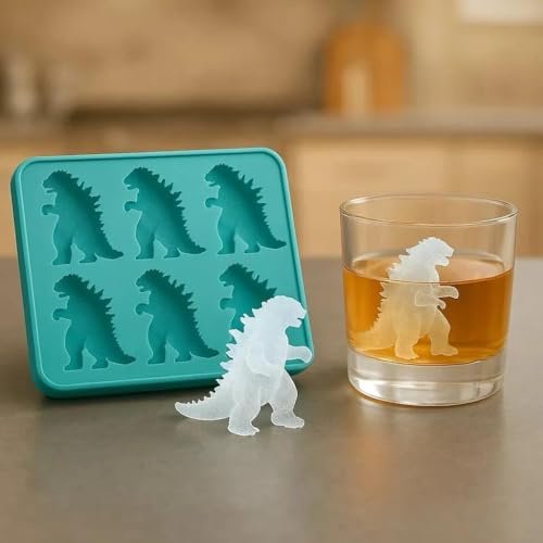 3D-Monster-Film-Eiswürfelform mit Trichter, lustige Silikon-Formen für Cocktails, Bourbon, Whiskey, Brandy, niedliche Eiswürfelform für Küchenliebhaber (grün)